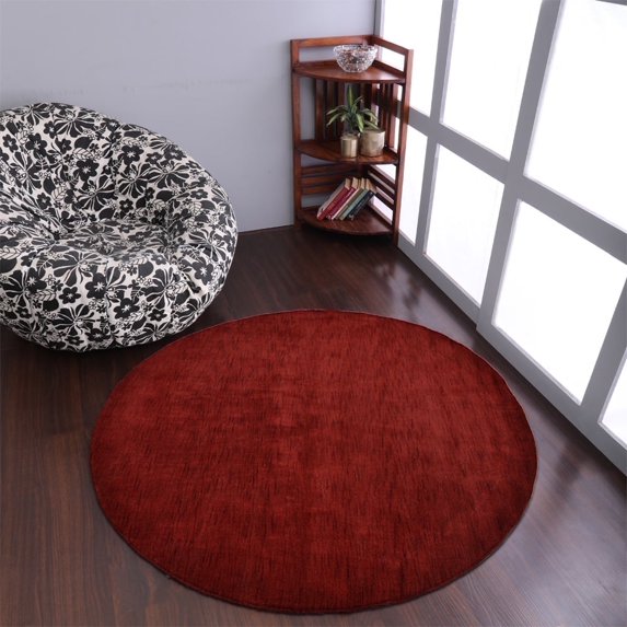Rugsotic Carpets Handmade Rugs Hand Knotted Loom Round 8'x8' Red Wool for Indoor Use