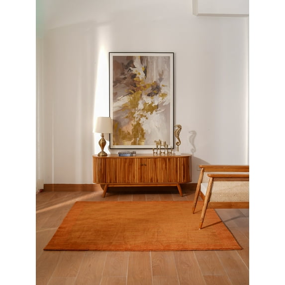 Rugsotic Carpets Handmade Rugs Hand Knotted Loom Square 8'x8' Orange Wool for Indoor Use