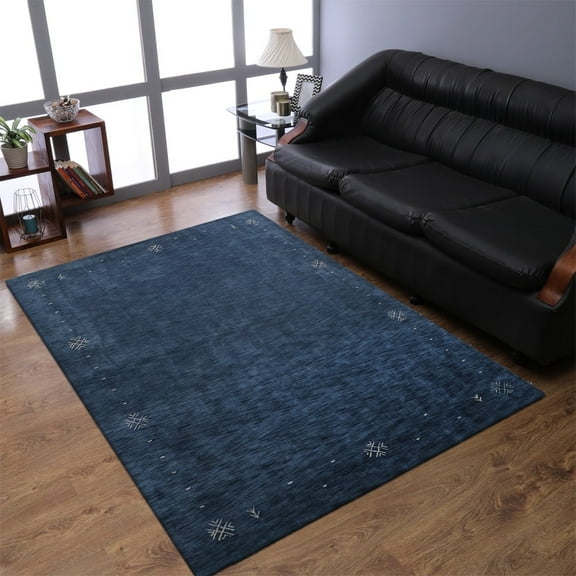 Rugsotic Carpets Handmade Rugs Hand Knotted Loom Rectangle 3'x5' Blue Wool for Indoor Use