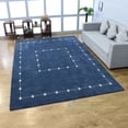 thumbnail image 1 of Rugsotic Carpets Hand Knotted Wool Area Rug 6'x9' Blue Geometric Rectangle Indoor Rug for Living Room, Bedroom Antimicrobial L00532, 1 of 6