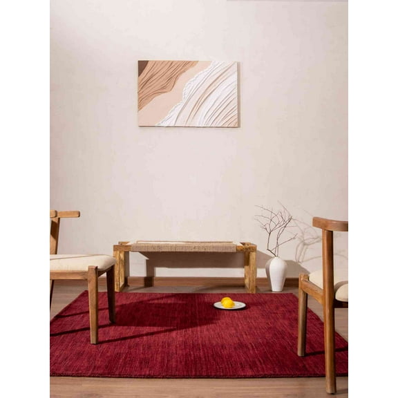 Rugsotic Carpets Handmade Rugs Hand Knotted Loom Square 6'x6' Dark Red Wool for Indoor Use