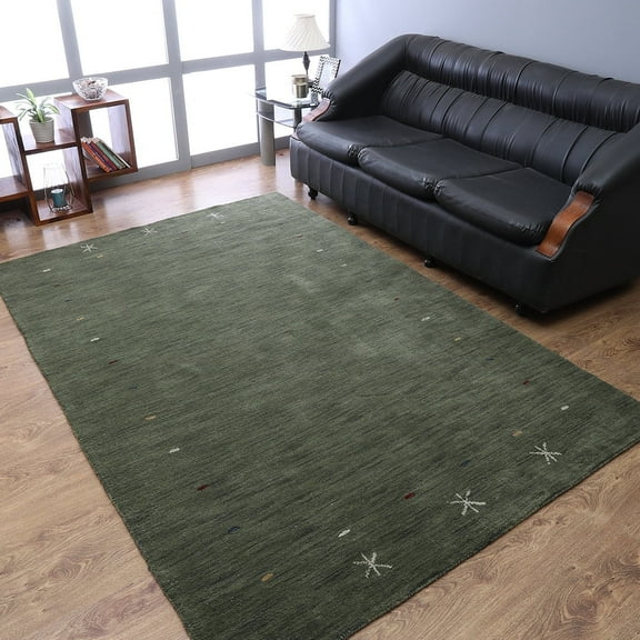 Rugsotic Carpets Handmade Rugs Hand Knotted Loom Rectangle 3'x5' Green Wool for Indoor Use