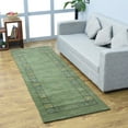 thumbnail image 1 of Rugsotic Carpets Handmade Rugs Hand Knotted Loom Runner 2'6''x8' Green Wool for Indoor Use, 1 of 9