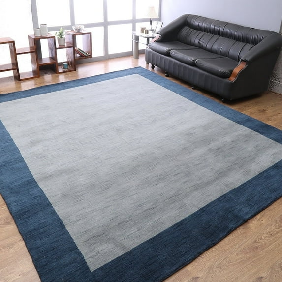 Rugsotic Carpets Handmade Rugs Hand Knotted Loom Rectangle 6'x9' Light Blue Blue Wool for Indoor Use
