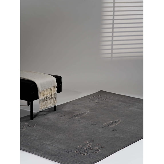 Rugsotic Carpets Hand Knotted Wool Area Rug 5'x8' Light Blue Contemporary Rectangle Indoor Rug for Living Room, Bedroom Antimicrobial L00647