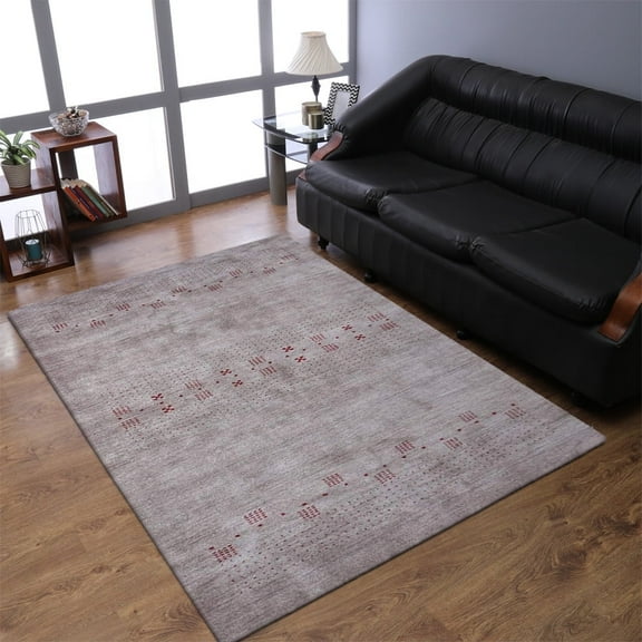 Rugsotic Carpets Handmade Rugs Hand Knotted Loom Rectangle 5'x8' Light Brown Wool for Indoor Use