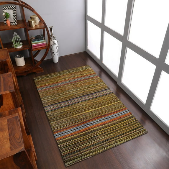 Rugsotic Carpets Handmade Rugs Hand Knotted Loom Rectangle 5'x8' Multicolor Wool for Indoor Use
