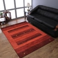 thumbnail image 1 of Rugsotic Carpets Hand Knotted Wool Area Rug 9'x12' Rust Contemporary Rectangle Indoor Rug for Living Room, Bedroom Antimicrobial L0C904, 1 of 5