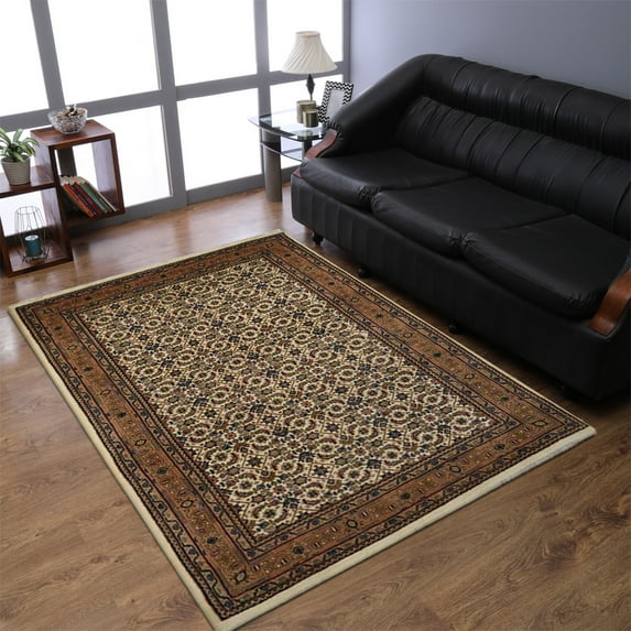 Rugsotic Carpets Hand Knotted Nir, Oriental Wool Floor Area Rug For Living Room Bedroom, Cream, 3'x5'