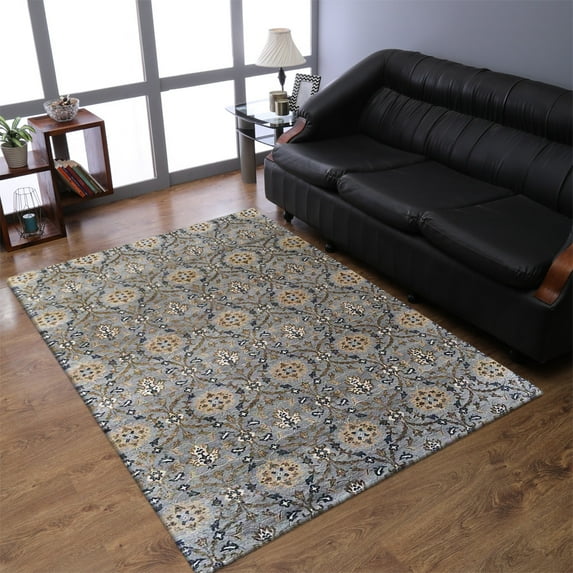 Rugsotic Carpets Hand Knotted Premium Wool And Viscose 8'x10' Area Rug Contemporary Viveinne Multicolor PR0136