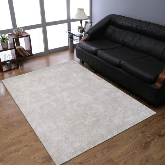 Rugsotic Carpets Hand Knotted Silk Area Rugs - 5'X8', Rectangle, White, Solid Plain Design, High Pile Thick Handmade Anti Skid Area Rugs For Living Room, Bed Room (Ns0111)