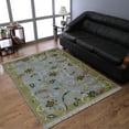 thumbnail image 1 of Rugsotic Carpets Hand Knotted Sumak Wool Area Rugs - 4'X6', Rectangle, Light Blue Green, Floral Modern Design, High Pile Thick Handmade Anti Skid Area Rugs For Living Room, Bed Room (Sw0005), 1 of 5