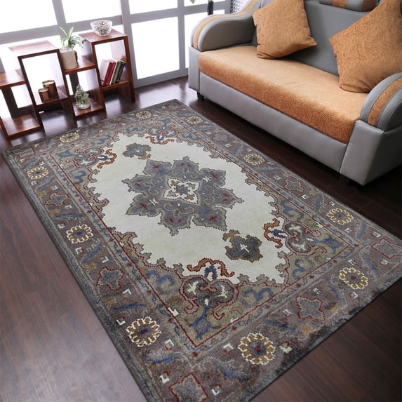 Rugsotic Carpets Handmade Rugs Hand Knotted Rectangle 5'x8' Multicolor Viscose for Indoor Use