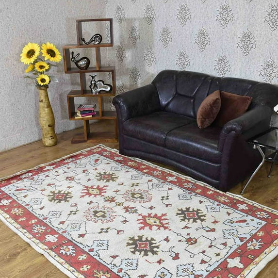 Rugsotic Carpets Handmade Rugs Hand Knotted Rectangle 5'x8' Multicolor Viscose for Indoor Use