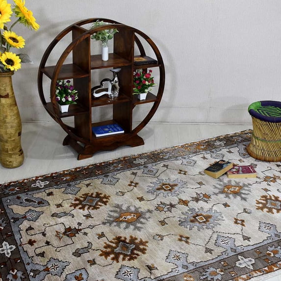 Rugsotic Carpets Handmade Rugs Hand Knotted Rectangle 5'x8' Multicolor Viscose for Indoor Use