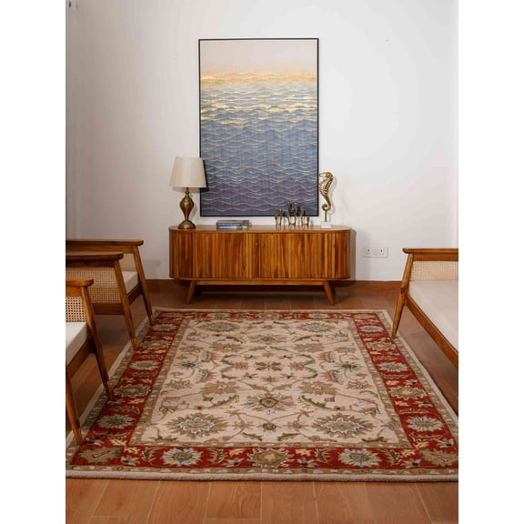 Rugsotic Carpets Hand Tufted, Oriental Wool Area Rug, Beige,Red, 8'X11'