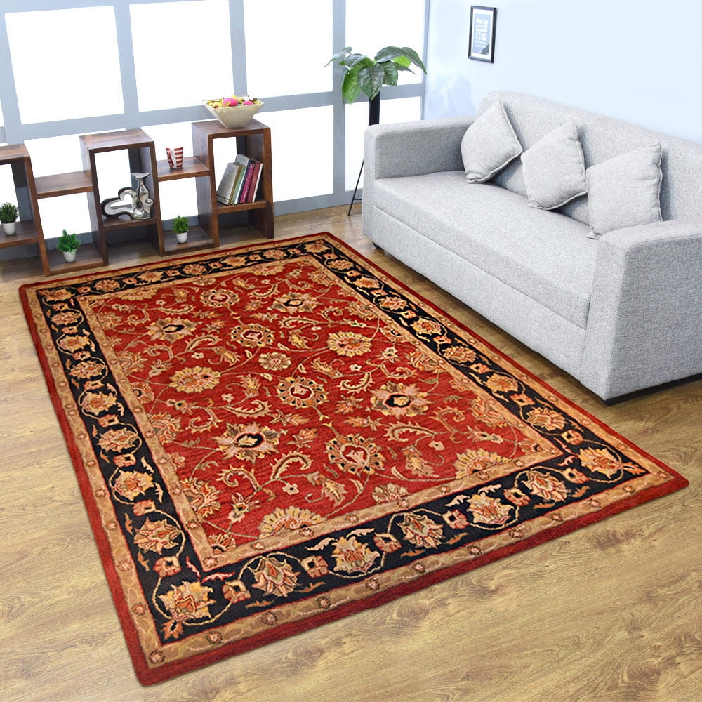 Rugsotic Carpets Hand Tufted, Oriental Wool Area Rug, Red,Black, 9'x12 ...