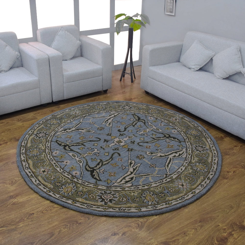 Rugsotic Carpets Hand Tufted, Oriental Wool Round Area Rug, Blue,Green ...