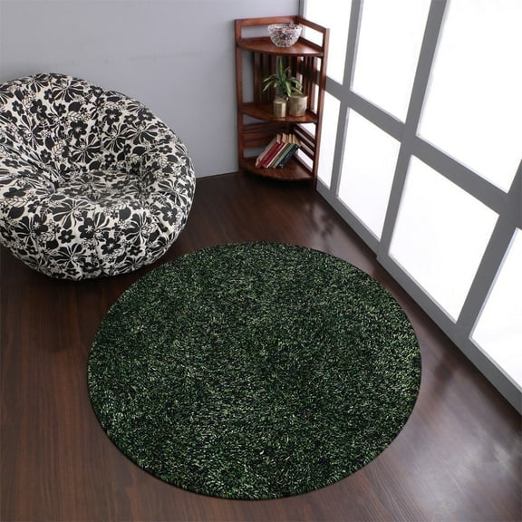 Rugsotic Carpets Hand Tufted Shag Polyester Eco-Friendly Area Rugs - 10'x10', Round, Green, Plain Solid Design, High Pile Handmade Anti Skid Rugs for Living Room, Bed Room K00108