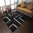 thumbnail image 1 of Rugsotic Carpets Hand Tufted Shag Polyester Eco-Friendly Area Rugs - 10'x10', Square, Black Beige, Plain Solid Design, High Pile Handmade Anti Skid Rugs for Living Room, Bed Room K00013, 1 of 5