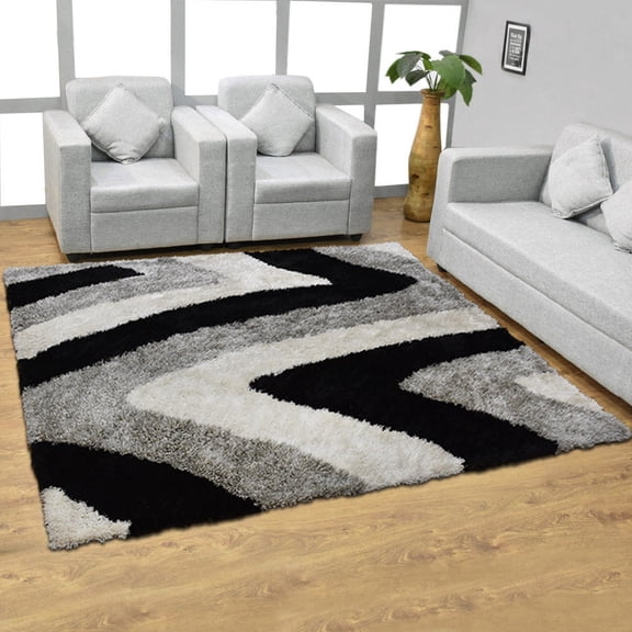 Rugsotic Carpets Hand Tufted Shag Polyester Eco-Friendly 10'x10' Area Rugs Square Multicolor Contemporary Modern High Pile Thick Handmade Anti Skid Indoor Rug for Living Room, Bedroom K00047