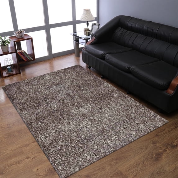 Rugsotic Carpets Hand Tufted Shag Polyester Eco-Friendly Area Rugs - 10'x13', Rectangle, Silver White, Plain Solid Design, High Pile Handmade Anti Skid Rugs for Living Room, Bed Room K00111