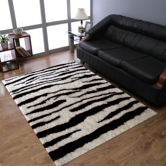 Rugsotic Carpets Hand Tufted Shag Polyester Eco-Friendly Area Rugs - 4'x6', Rectangle, Brown White, Plain Solid Design, High Pile Handmade Anti Skid Rugs for Living Room, Bed Room K00056