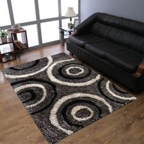 Rugsotic Carpets Hand Tufted Shag Polyester Eco-Friendly Area Rugs - 4'x6', Rectangle, Gray Black, Plain Solid Design, High Pile Handmade Anti Skid Rugs for Living Room, Bed Room K00035