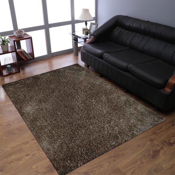 Rugsotic Carpets Hand Tufted Shag Polyester Eco-Friendly Area Rugs -4'x6', Rectangle, Light Brown Beige, Plain Solid Design, High Pile Handmade Anti Skid Rugs for Living Room,Bed Room K00111