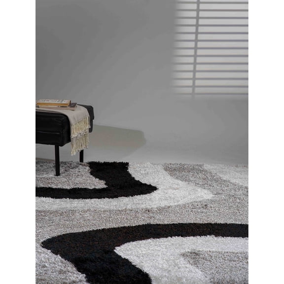 Rugsotic Carpets Hand Tufted Shag Polyester Eco-Friendly 4'x6' Area Rugs Rectangle Multicolor Contemporary Modern High Pile Thick Handmade Anti Skid Indoor Rug for Living Room, Bedroom K00047