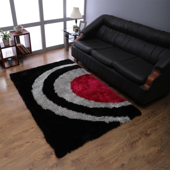 Rugsotic Carpets Hand Tufted Shag Polyester Eco-Friendly 4'x6' Area Rugs Rectangle Multicolor Geometric Modern High Pile Thick Handmade Anti Skid Indoor Rug for Living Room, Bedroom K00016
