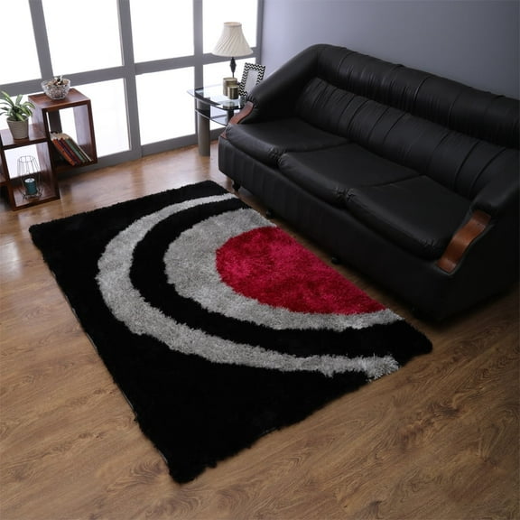 Rugsotic Carpets Hand Tufted Shag Polyester Eco-Friendly Area Rugs - 4'x6', Rectangle, Multicolor, Plain Solid Design, High Pile Handmade Anti Skid Rugs for Living Room, Bed Room K00016