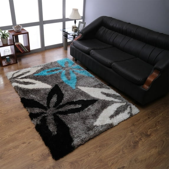 Rugsotic Carpets Hand Tufted Shag Polyester Eco-Friendly Area Rugs - 4'x6', Rectangle, Multicolor, Plain Solid Design, High Pile Handmade Anti Skid Rugs for Living Room, Bed Room K00057