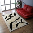 thumbnail image 1 of Rugsotic Carpets Hand Tufted Shag Polyester Eco-Friendly Area Rugs - 5'x8', Rectangle, Beige Black, Plain Solid Design, High Pile Handmade Anti Skid Rugs for Living Room, Bed Room K00038, 1 of 5