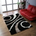 thumbnail image 1 of Rugsotic Carpets Hand Tufted Shag Polyester Eco-Friendly Area Rugs - 5'x8', Rectangle, Black, Plain Solid Design, High Pile Handmade Anti Skid Rugs for Living Room, Bed Room K00002, 1 of 5