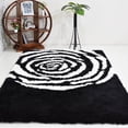 thumbnail image 1 of Rugsotic Carpets Hand Tufted Shag Polyester Eco-Friendly Area Rugs - 5'x8', Rectangle, Black White, Plain Solid Design, High Pile Handmade Anti Skid Rugs for Living Room, Bed Room K00006, 1 of 5