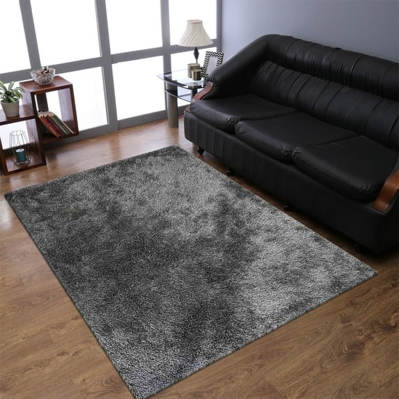 Rugsotic Carpets Hand Tufted Shag Polyester Eco-Friendly Area Rugs - 5'x8', Rectangle, Blue White, Plain Solid Design, High Pile Handmade Anti Skid Rugs for Living Room, Bed Room K00333