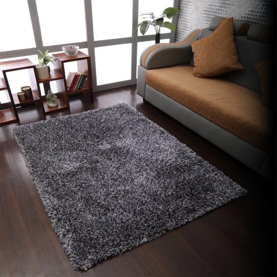 Rugsotic Carpets Hand Tufted Shag Polyester Eco-Friendly Area Rugs - 5'x8', Rectangle, Blue White, Plain Solid Design, High Pile Handmade Anti Skid Rugs for Living Room, Bed Room K00111
