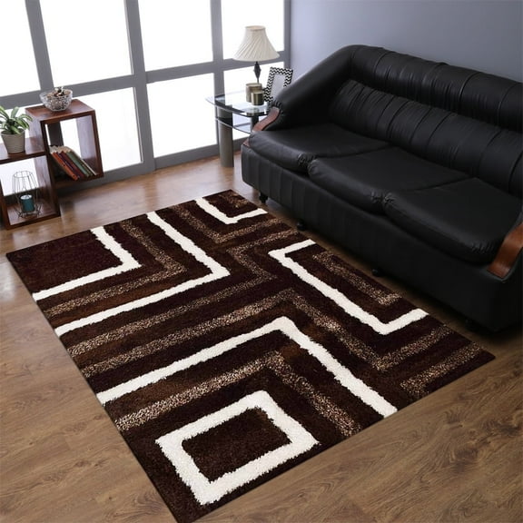 Rugsotic Carpets Hand Tufted Shag Polyester Eco-Friendly Area Rugs - 5'x8', Rectangle, Brown Beige, Plain Solid Design, High Pile Handmade Anti Skid Rugs for Living Room, Bed Room K00013