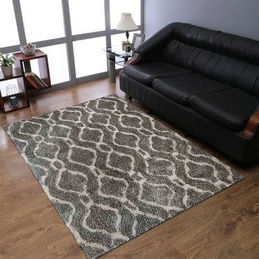 Rugsotic Carpets Hand Tufted Shag Polyester Eco-Friendly Area Rugs - 5'x8', Rectangle, Gray White, Plain Solid Design, High Pile Handmade Anti Skid Rugs for Living Room, Bed Room K00081