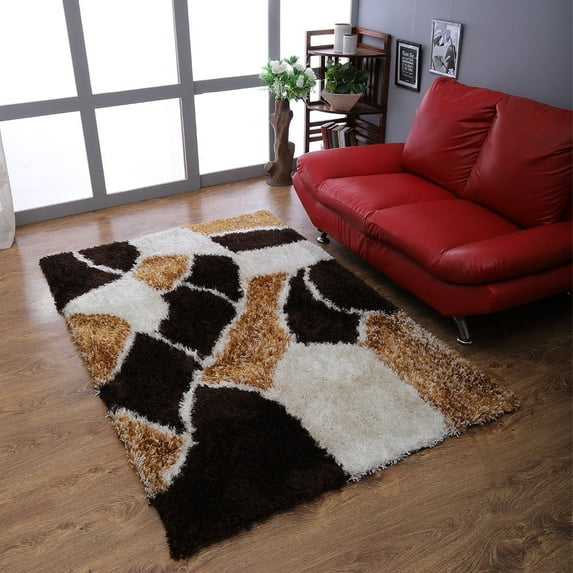 Rugsotic Carpets Hand Tufted Shag Polyester Eco-Friendly Area Rugs - 5'x8', Rectangle, Multicolor, Plain Solid Design, High Pile Handmade Anti Skid Rugs for Living Room, Bed Room K00031