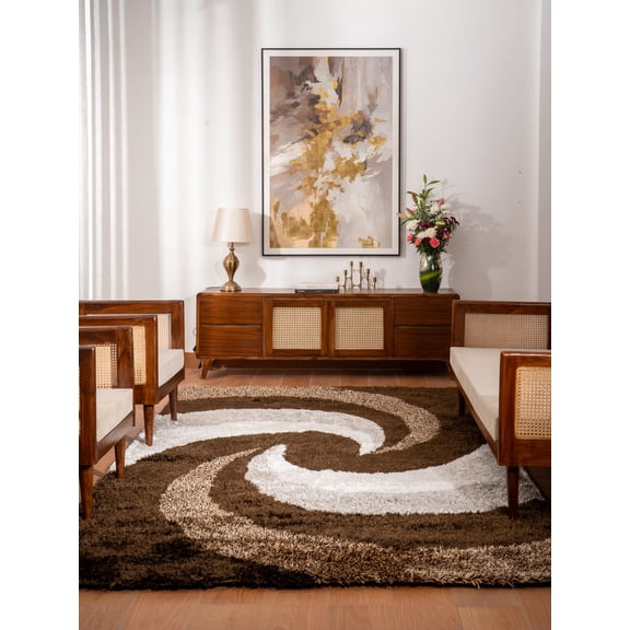 Rugsotic Carpets Hand Tufted Shag Polyester Eco-Friendly 5'x8' Area Rugs Rectangle Multicolor Contemporary Modern High Pile Thick Handmade Anti Skid Indoor Rug for Living Room, Bedroom K00014