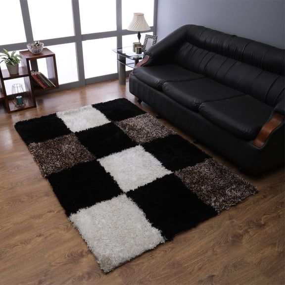 Rugsotic Carpets Hand Tufted Shag Polyester Eco-Friendly 5'x8' Area Rugs Rectangle Multicolor Geometric Modern High Pile Thick Handmade Anti Skid Indoor Rug for Living Room, Bedroom K00018