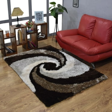 Rugsotic Carpets Hand Tufted Shag Polyester Eco-Friendly Area Rugs - 5'x8', Rectangle, Multicolor, Plain Solid Design, High Pile Handmade Anti Skid Rugs for Living Room, Bed Room K00014