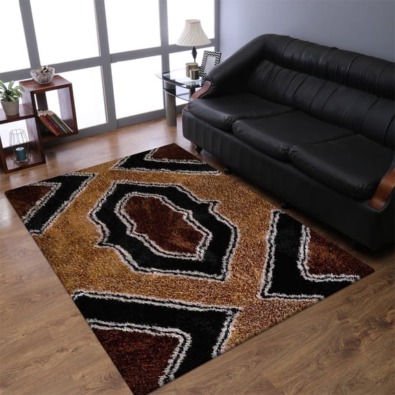 Rugsotic Carpets Hand Tufted Shag Polyester Eco-Friendly 5'x8' Area Rugs Rectangle Multicolor Geometric Modern High Pile Thick Handmade Anti Skid Indoor Rug for Living Room, Bedroom K00043