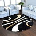 thumbnail image 1 of Rugsotic Carpets Hand Tufted Shag Polyester Eco-Friendly Area Rugs - 6'x6', Round, Black, Plain Solid Design, High Pile Handmade Anti Skid Rugs for Living Room, Bed Room K00002, 1 of 6