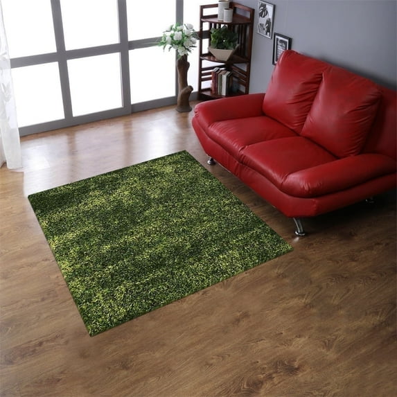 Rugsotic Carpets Hand Tufted Shag Polyester Eco-Friendly Area Rugs - 6'x6', Square, Green, Plain Solid Design, High Pile Handmade Anti Skid Rugs for Living Room, Bed Room K00108