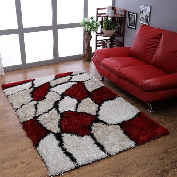 Rugsotic Carpets Hand Tufted Shag Polyester Eco-Friendly 6'x9' Area Rugs Rectangle Multicolor Contemporary Modern High Pile Thick Handmade Anti Skid Indoor Rug for Living Room, Bedroom K00036