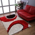 thumbnail image 1 of Rugsotic Carpets Hand Tufted Shag Polyester Eco-Friendly Area Rugs - 6'x9', Rectangle, Red Ivory, Plain Solid Design, High Pile Handmade Anti Skid Rugs for Living Room, Bed Room K00034, 1 of 5