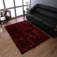 thumbnail image 1 of Rugsotic Carpets Hand Tufted Shag Polyester Eco-Friendly Area Rugs - 8'x10', Rectangle, Red Black, Plain Solid Design, High Pile Handmade Anti Skid Rugs for Living Room, Bed Room K00111, 1 of 5
